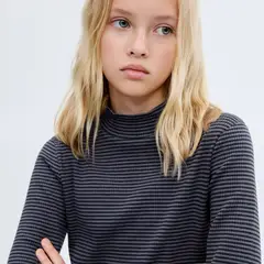 MANGO KIDS - Polera Rayas Bajo Festoneado Niña