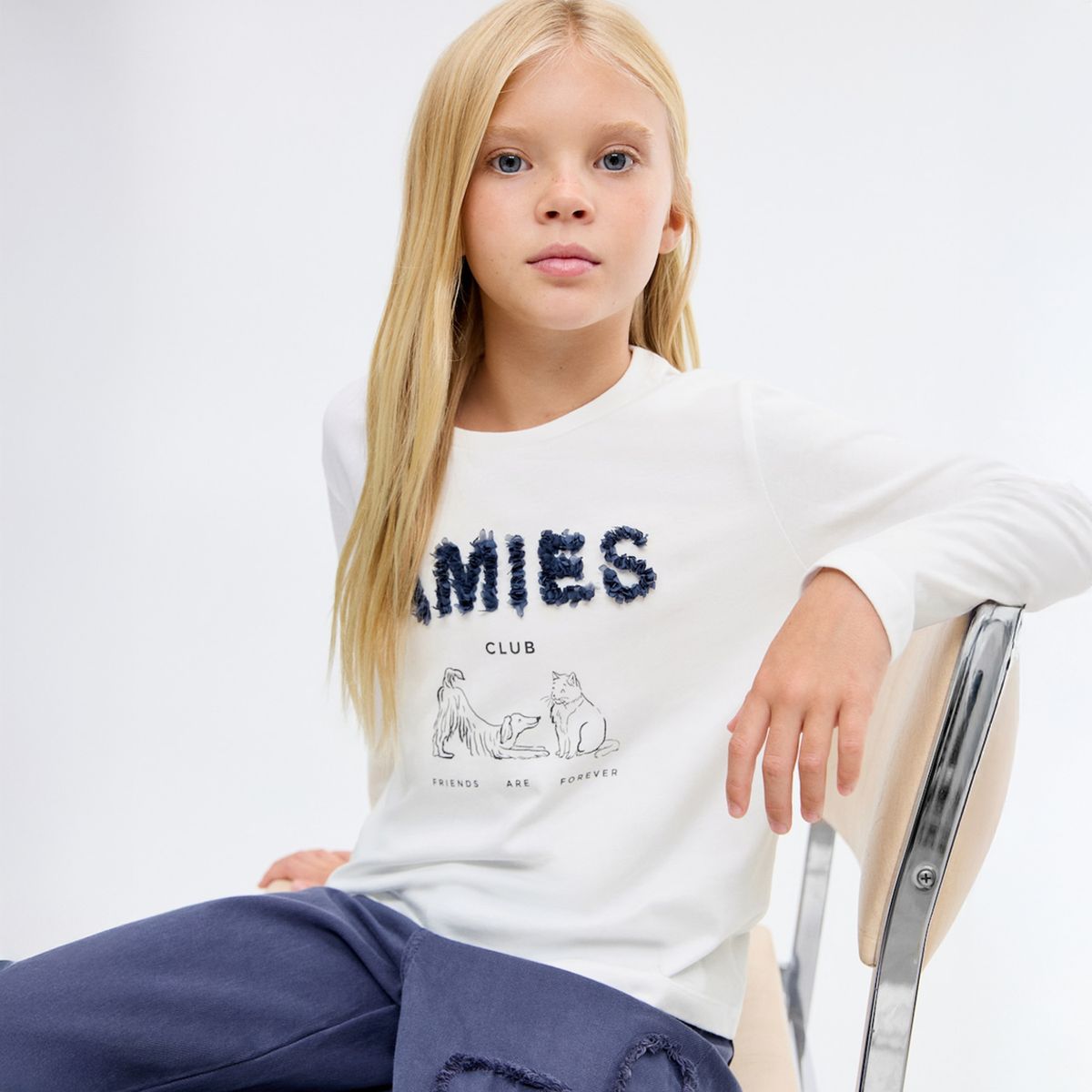 MANGO KIDS - Polera Manga Larga Estampada Niña Mango Kids