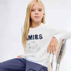 MANGO KIDS - Polera Manga Larga Estampada Niña