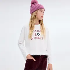 MANGO KIDS - Polera Manga Larga Estampada Niña