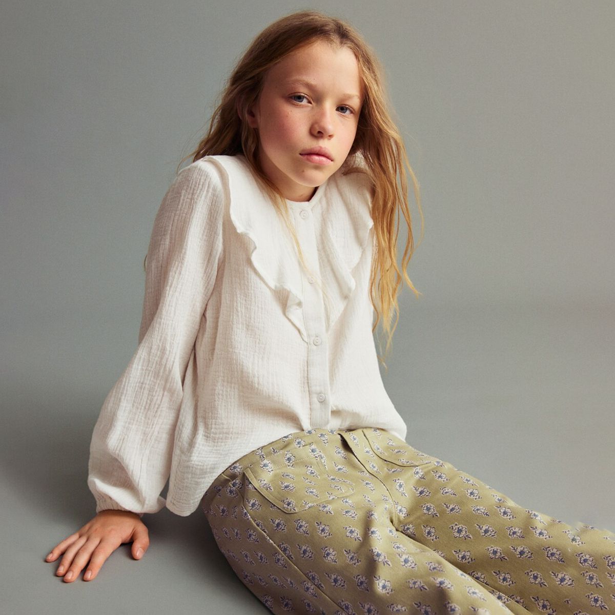 MANGO KIDS - Camisa Bambula Volantes  Niña Mango Kids