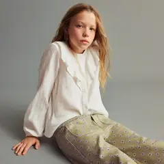 MANGO KIDS - Camisa Bambula Volantes Niña