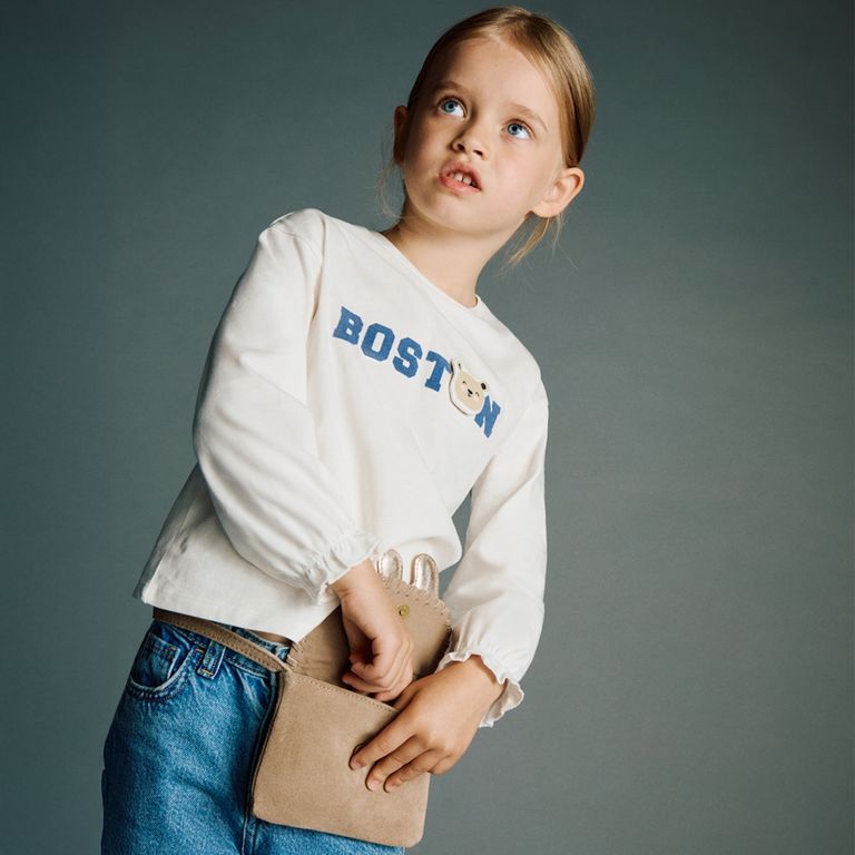 MANGO KIDS Polera Algodón Bordado Infantil Bebé Niña
