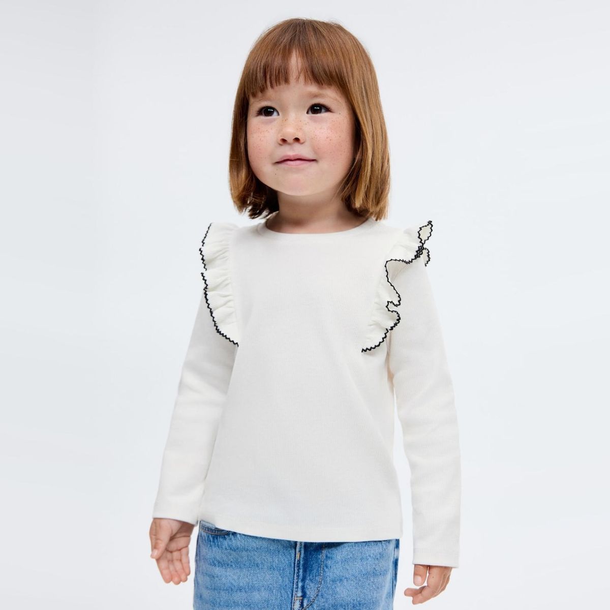 MANGO KIDS - Polera Canalé Volantes Bebé Niña Mango Kids
