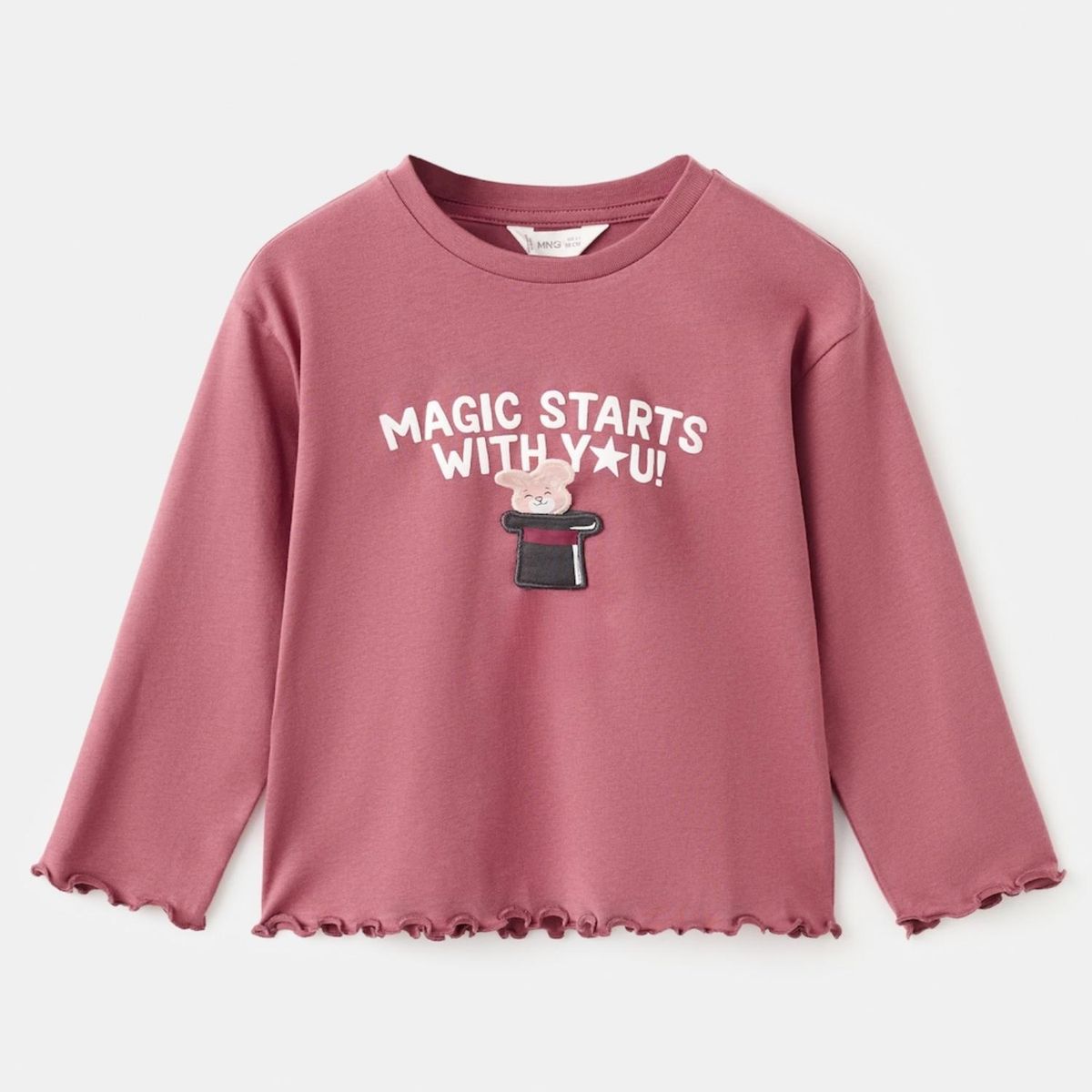 MANGO KIDS - Polera Textura Bordado Bebé Niña Mango Kids