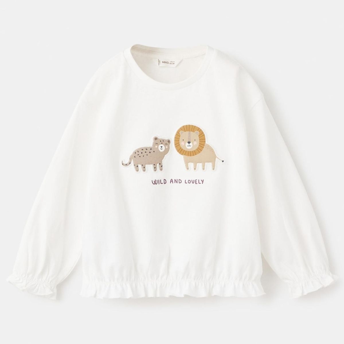 MANGO KIDS - Polera Algodón León Bordado Bebé Niña Mango Kids