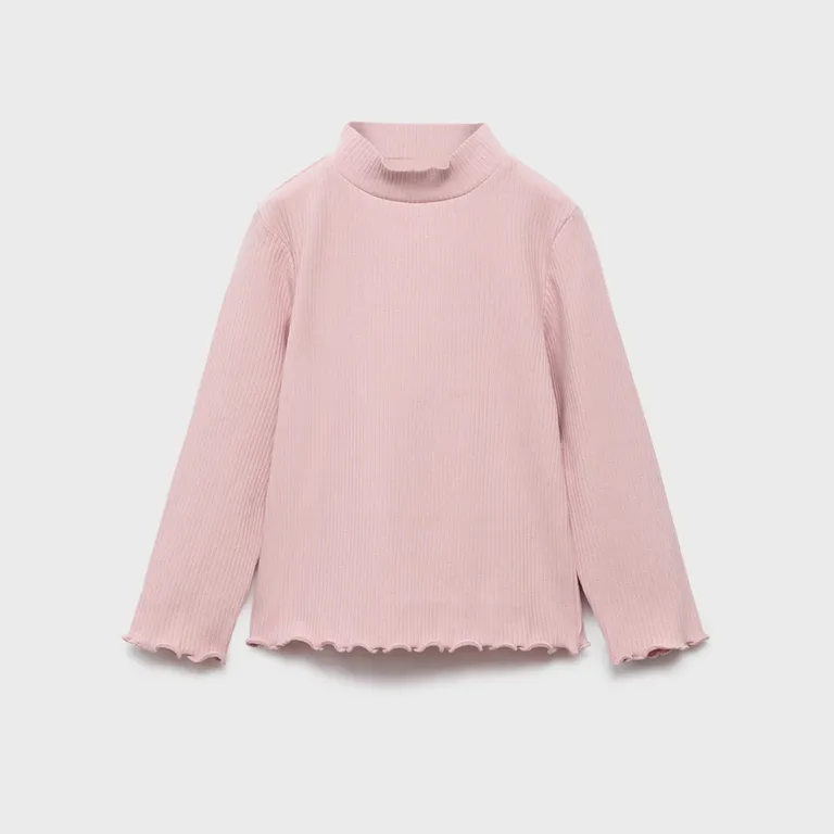 MANGO KIDS Polera Canalé Cuello Alto Bebé Niña