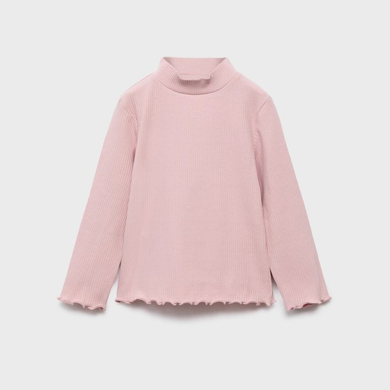 Polera Canalé Cuello Alto Bebé Niña