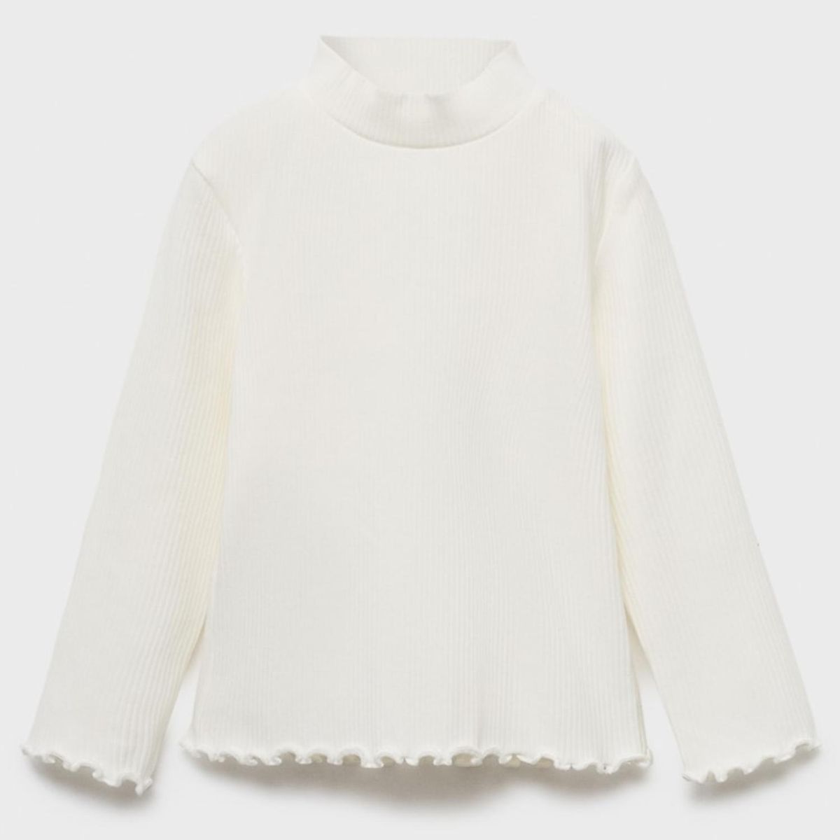 MANGO KIDS - Polera Canalé Cuello Alto Bebé Niña Mango Kids