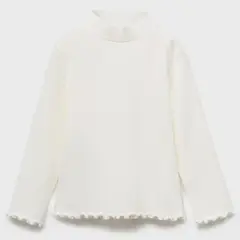 MANGO KIDS - Polera Canalé Cuello Alto Bebé Niña