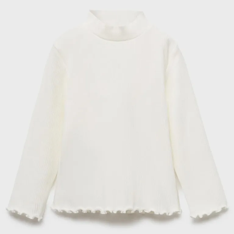 MANGO KIDS Polera Canalé Cuello Alto Bebé Niña