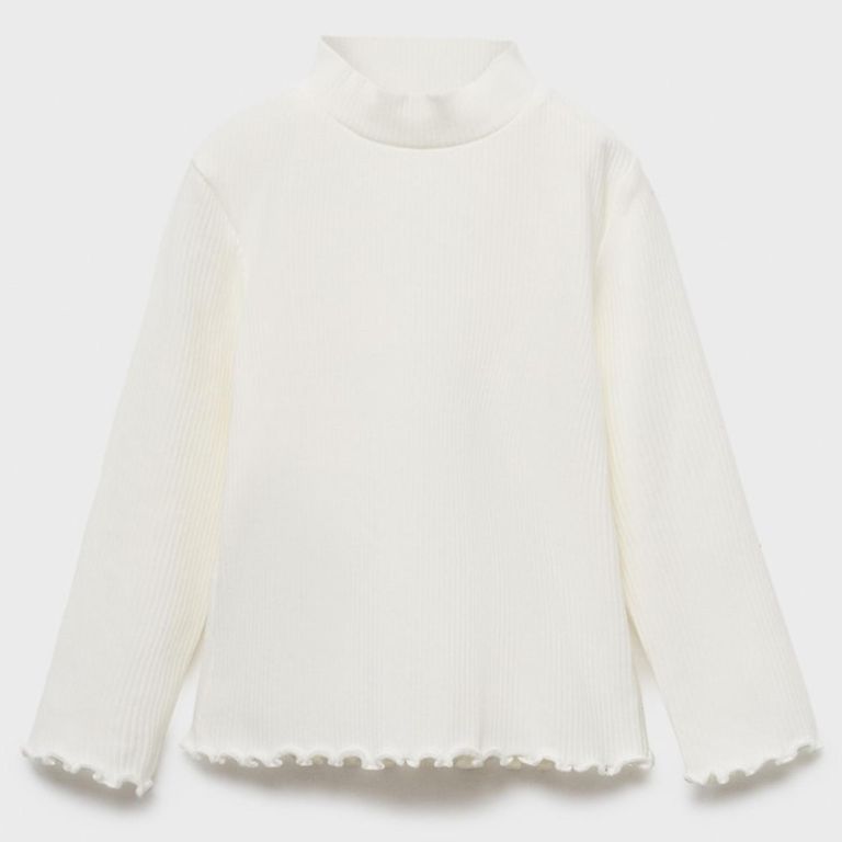 MANGO KIDS Polera Canalé Cuello Alto Bebé Niña