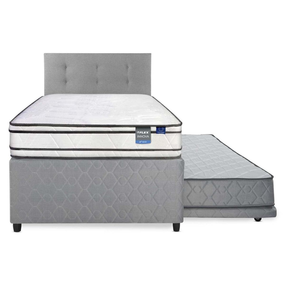 FLEX - Divan Innova Gris 1,5 Plazas Bx+Royal Gris Flex