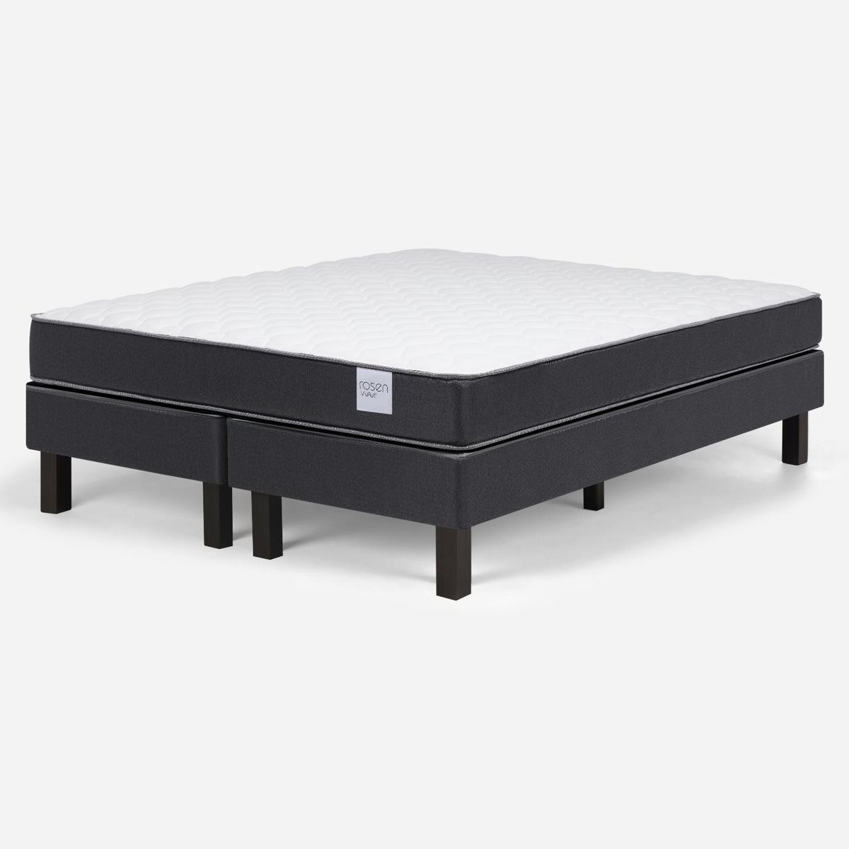 ROSEN - Cama Europea Wave 2 Plazas x 1.90 mt Base Dividida + Respaldo + 2 Veladores Rosen