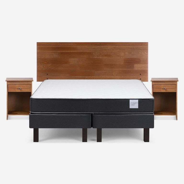 Cama Europea Wave 2 Plazas x 1.90 mt Base Dividida + Respaldo + 2 Veladores