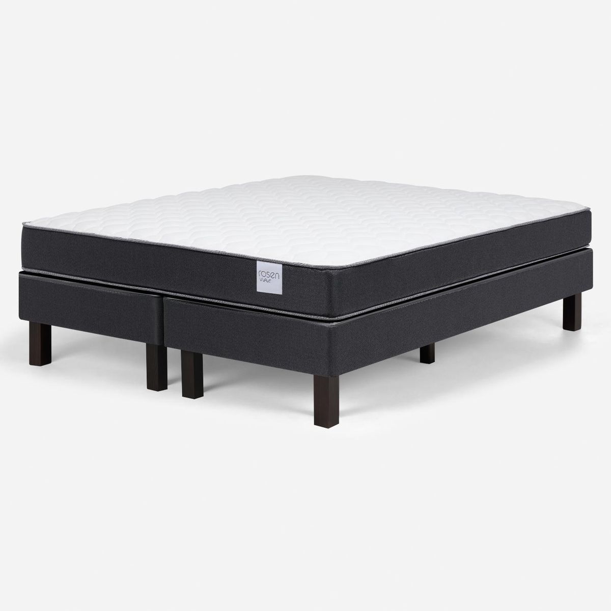 ROSEN - Cama Europea Wave 2 Plazas x 1.90 mt Base Dividida + Respaldo + 2 Veladores Rosen