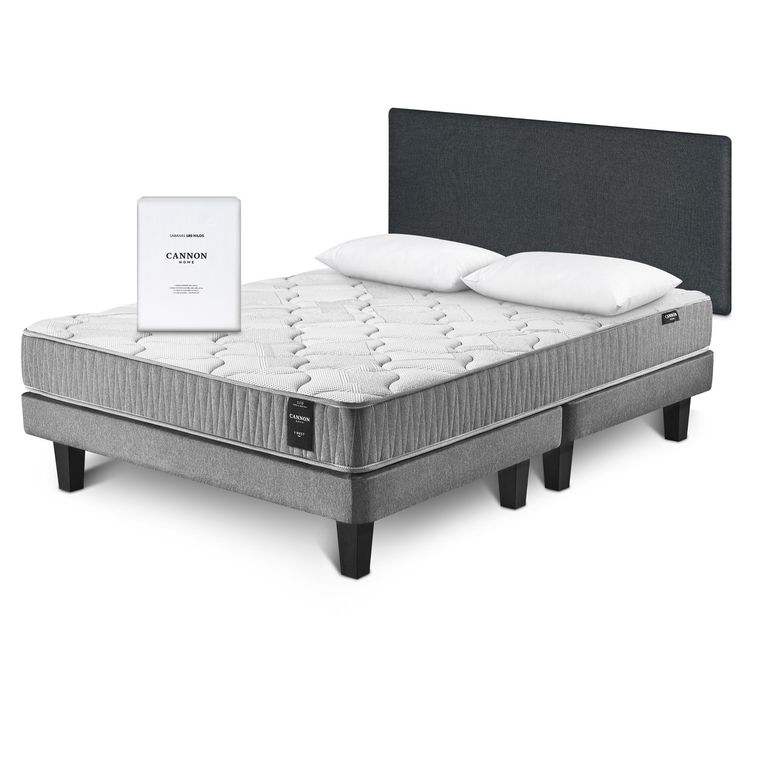 Cama Europea I Rest 2 Plazas+Almohadas+Sabanas 180Hilos+Respaldo W