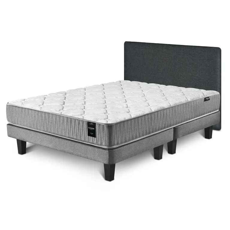 Cama Europea Calm 2 Plazas+ Respaldo Kir Marengo