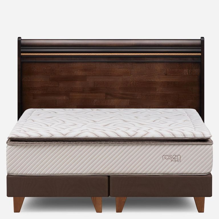 Cama Europea Nest 2 Plazas x 2.00mt Base Dividida + Respaldo