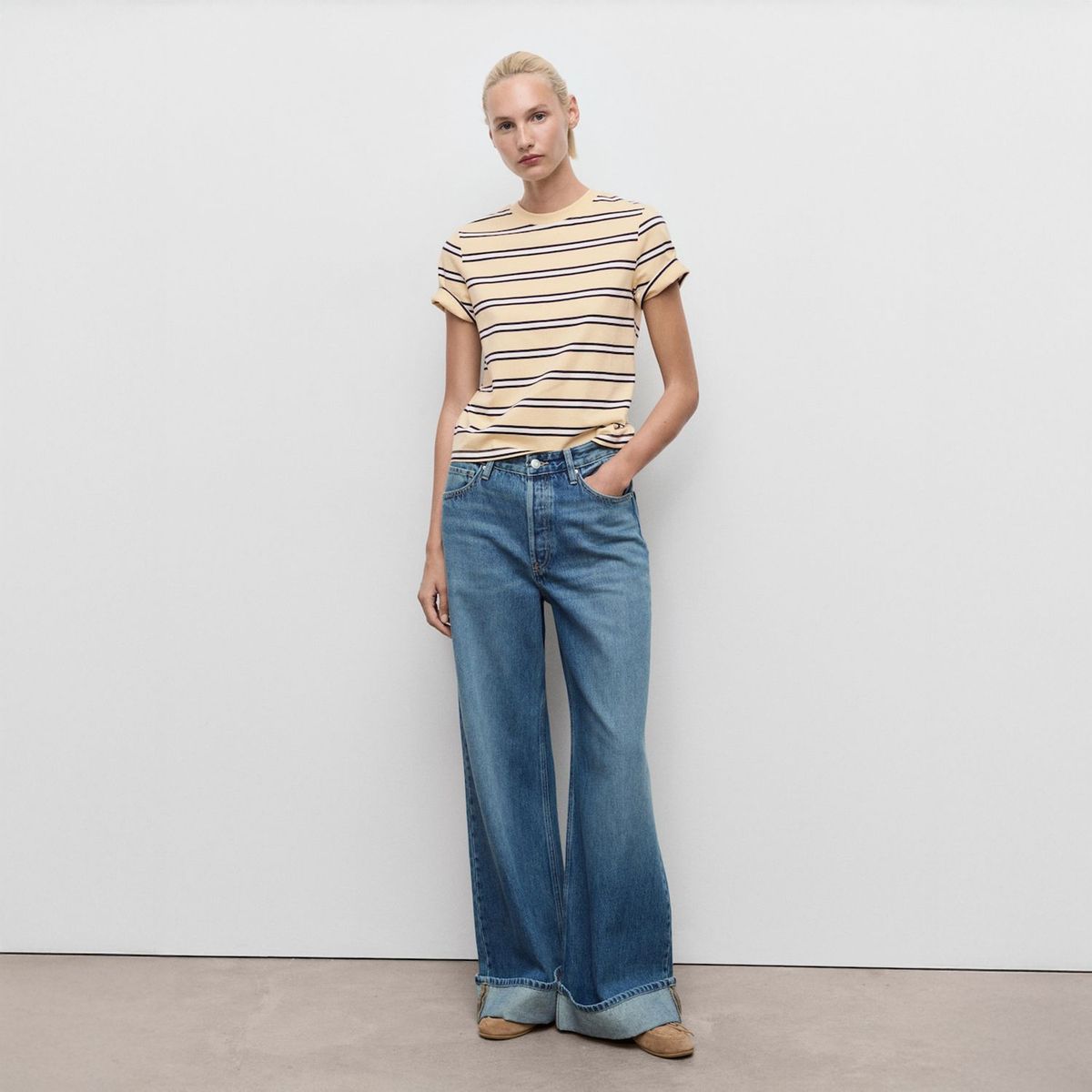 MANGO - Polera Algodón Rayas Mujer Mango