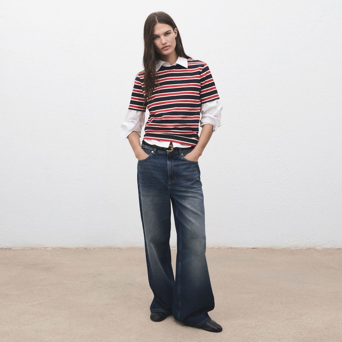 MANGO - Polera Algodón Rayas Mujer Mango