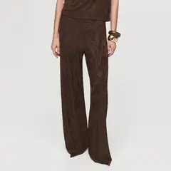 MANGO - Pantalón Jacquard Floral Recto Mujer