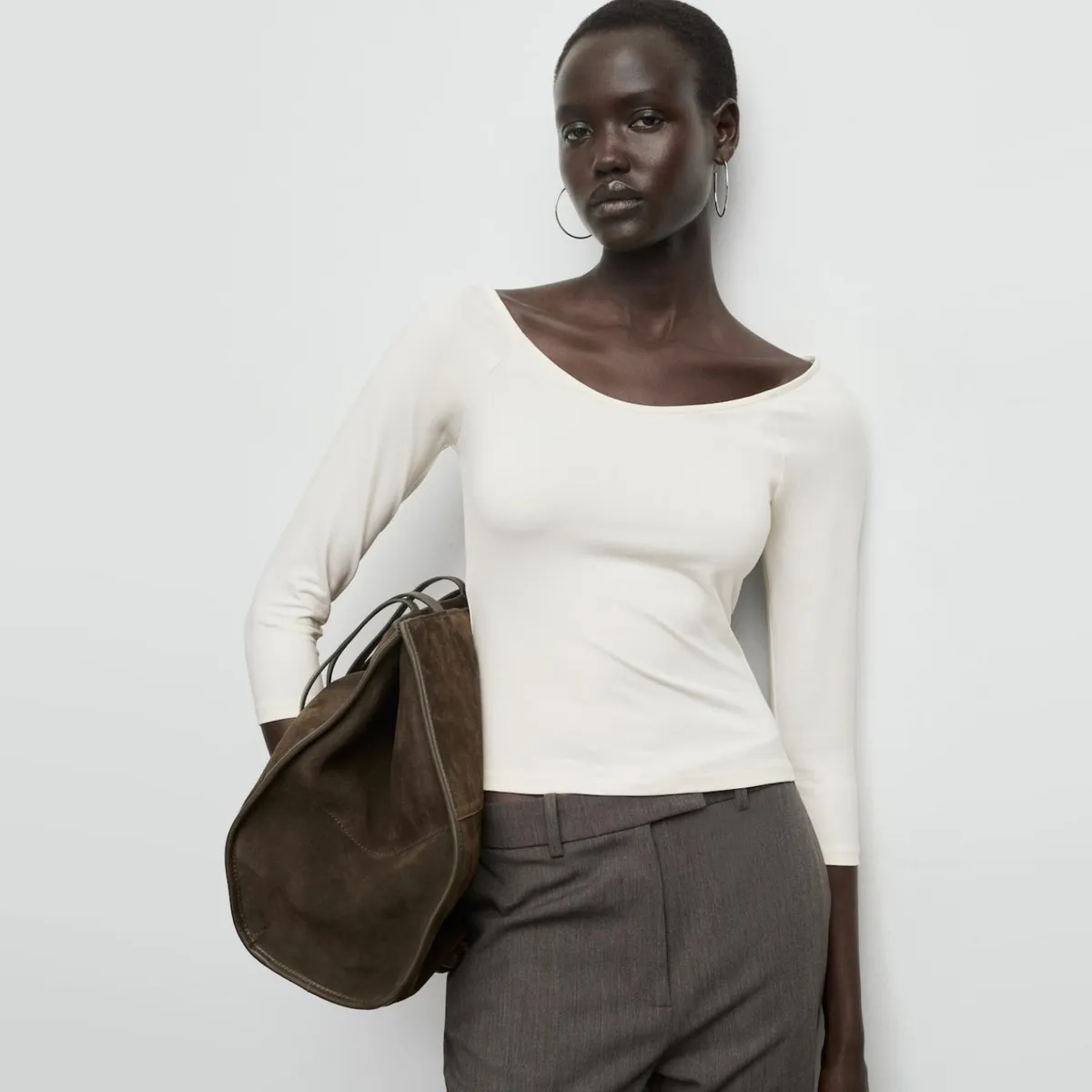 MANGO - Polera Manga Tres Cuartos Mujer Mango