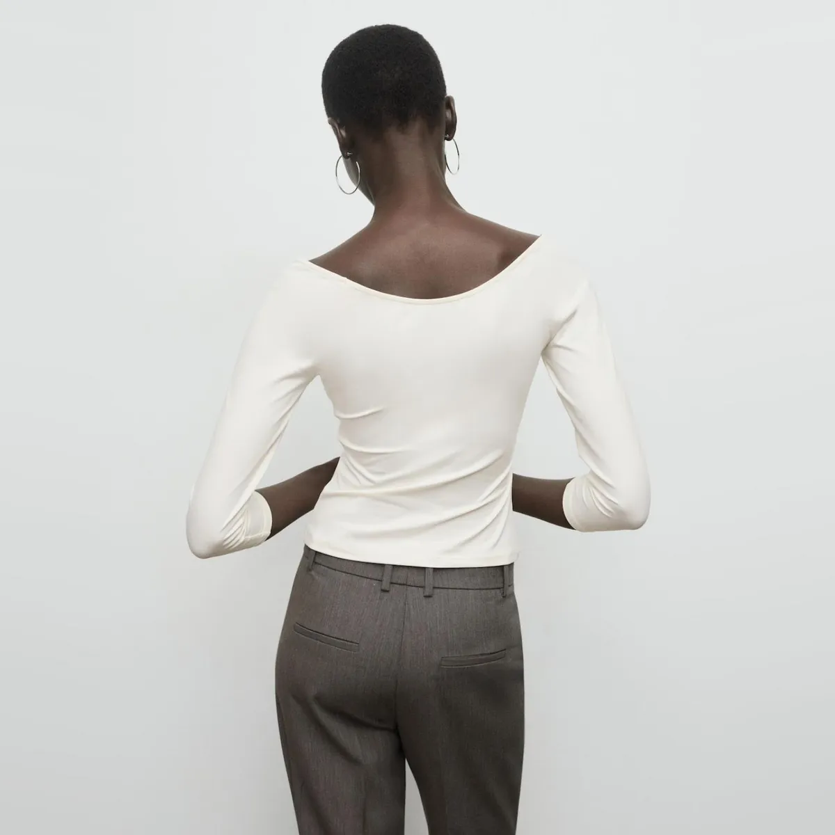 MANGO - Polera Manga Tres Cuartos Mujer Mango