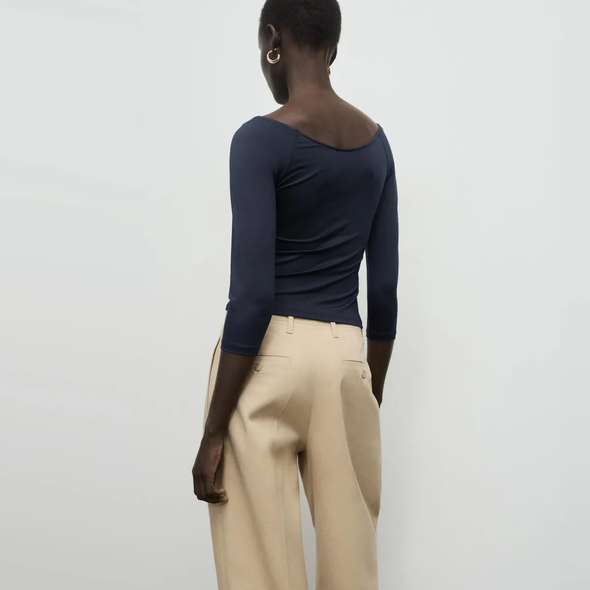 MANGO - Polera Manga Tres Cuartos Mujer Mango