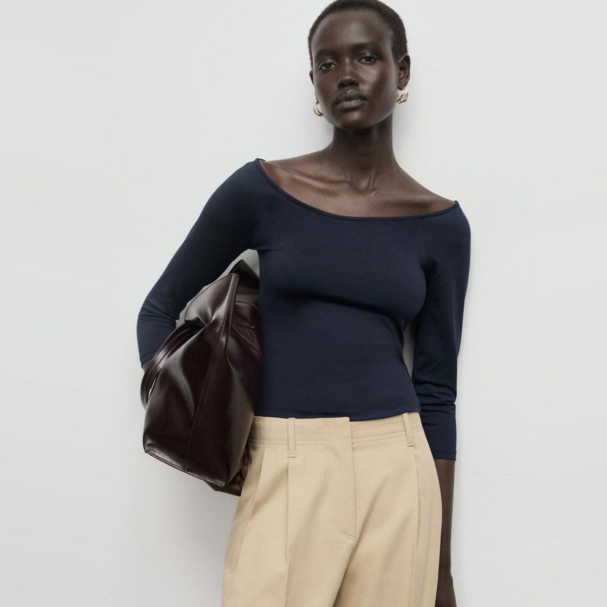 MANGO - Polera Manga Tres Cuartos Mujer Mango