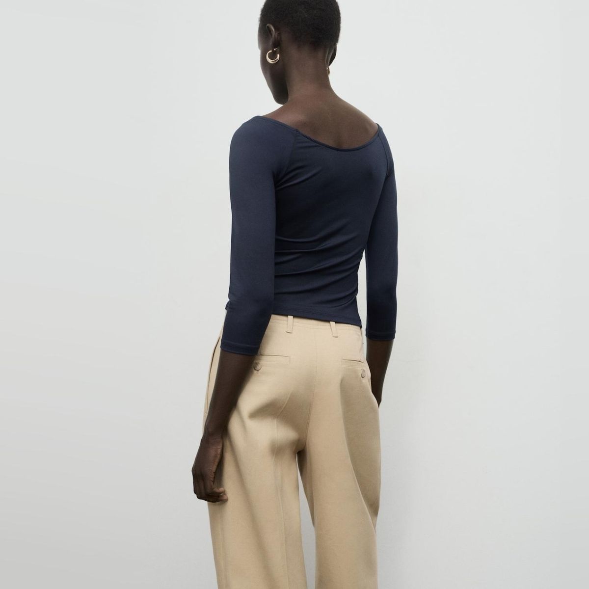 MANGO - Polera Manga Tres Cuartos Mujer Mango