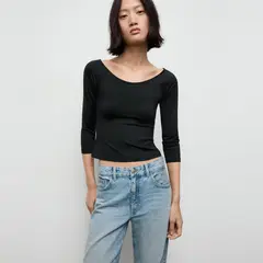 MANGO - Polera Manga Tres Cuartos Mujer