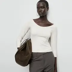 MANGO - Polera Manga Tres Cuartos Mujer