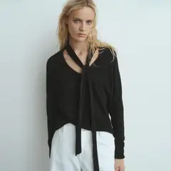 MANGO - Sweater Cuello Pico Fular Mujer