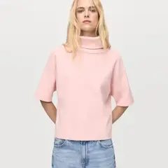 MANGO - Sweater Cuello Alto Manga Corta Mujer