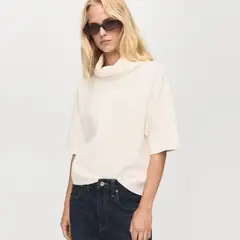 MANGO - Sweater Cuello Alto Manga Corta Mujer