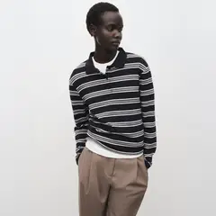 MANGO - Polera Cuello Polo Rayas Mujer