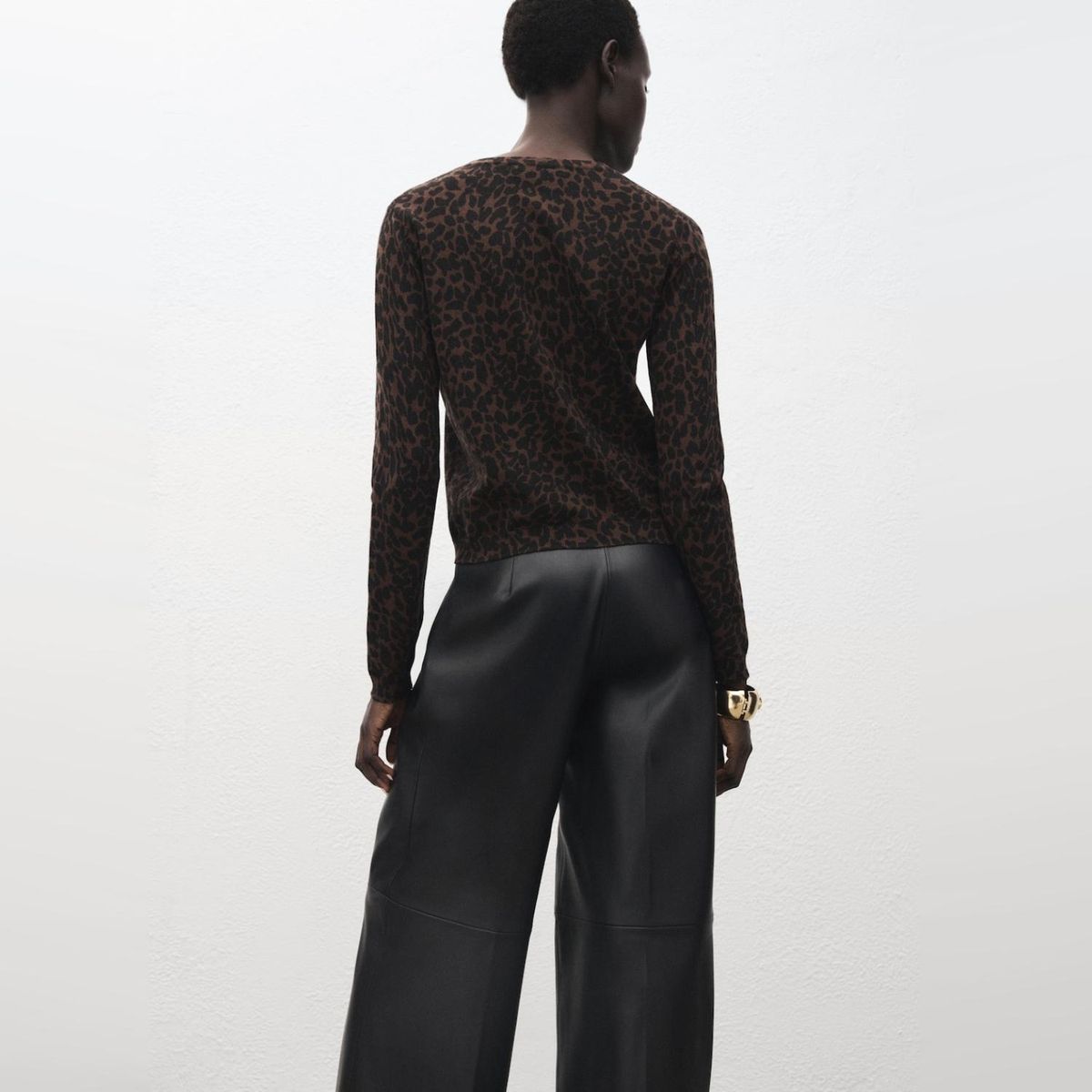 MANGO - Sweater Canalé Estampado Leopardo Mujer Mango