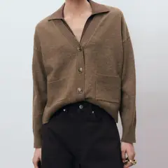 MANGO - Cárdigan Cuello Pico Bolsillos Mujer