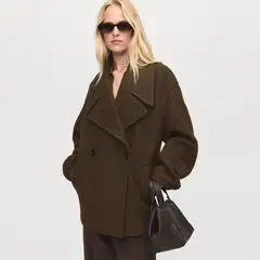 MANGO - Abrigo Lana Oversize Maxi Solapas Mujer