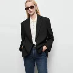 MANGO - Blazer Recta Bolsillos Solapa Mujer