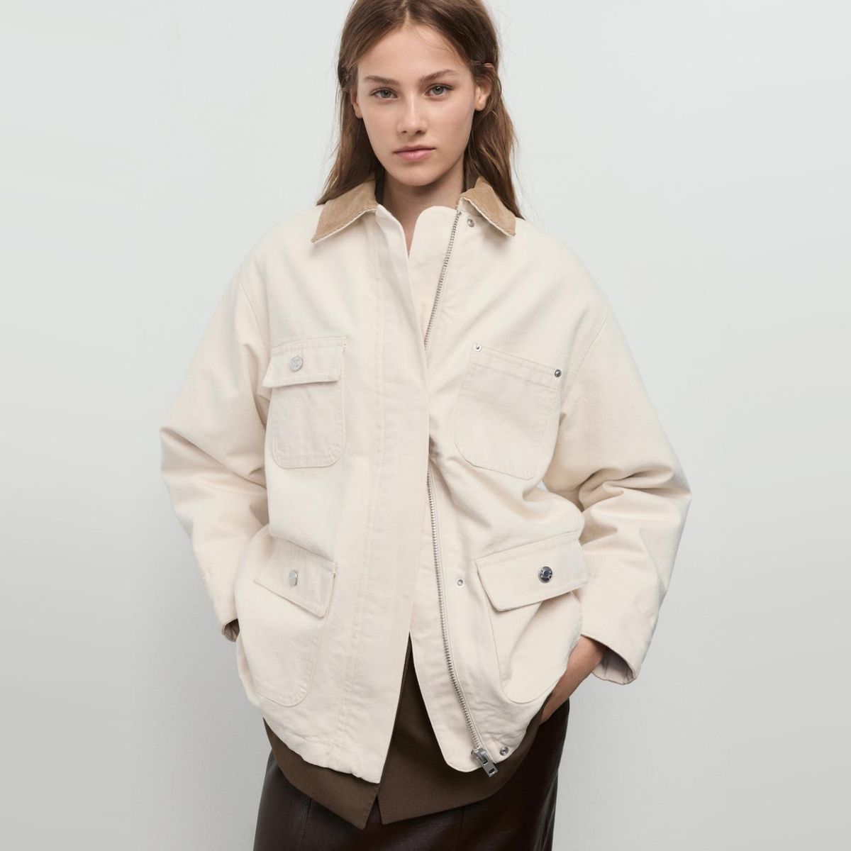 MANGO - Chaqueta Vaquera Cuello Pana Mujer Mango