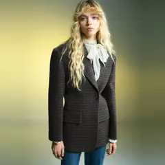 MANGO - Blazer Lana Micro Pata De Gallo Mujer