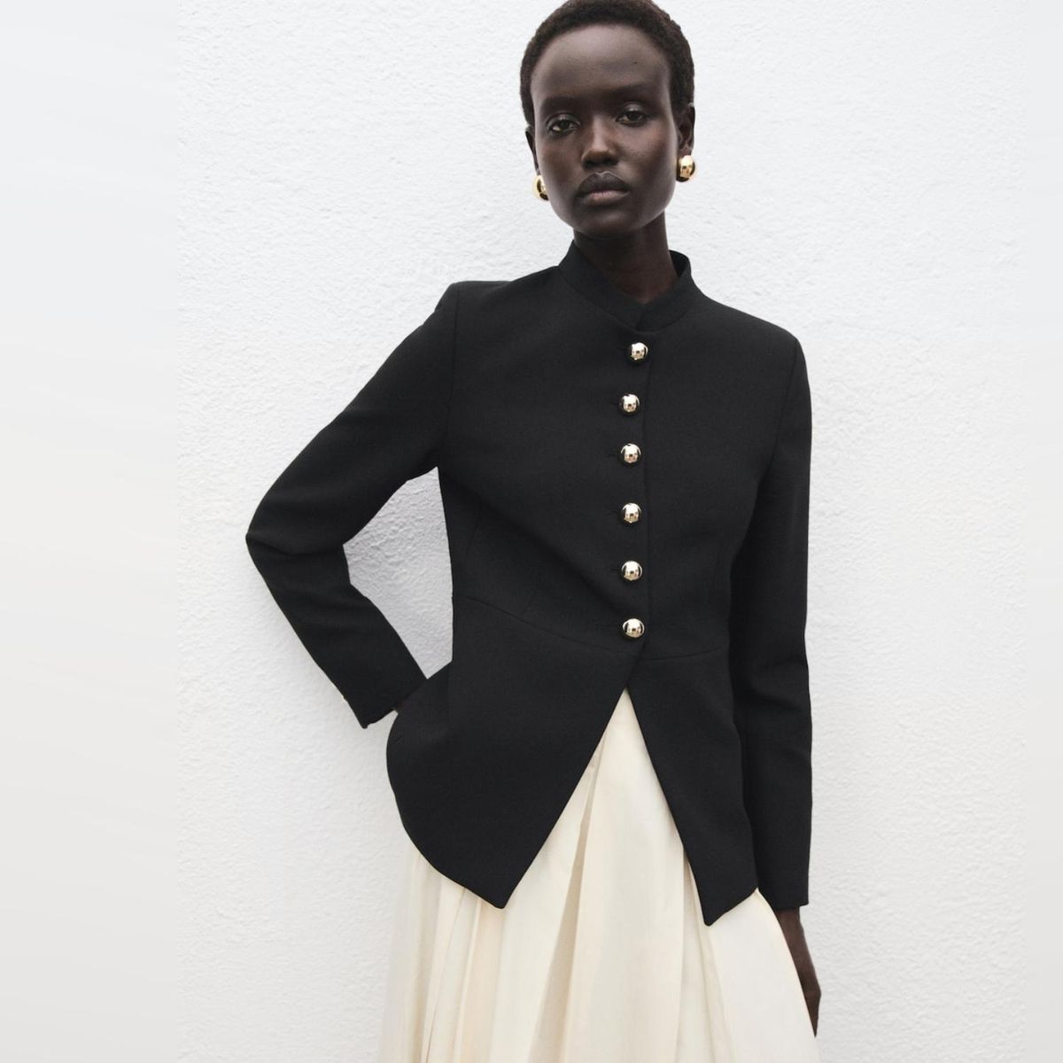 MANGO - Chaqueta Cuello Tira Botones Joya Mujer Mango