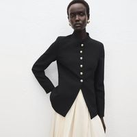 Chaqueta Cuello Tira Botones Joya Mujer