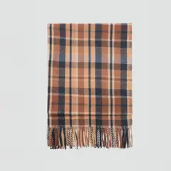 MANGO - Bufanda Cuadros Terminaciones Flecos Mujer