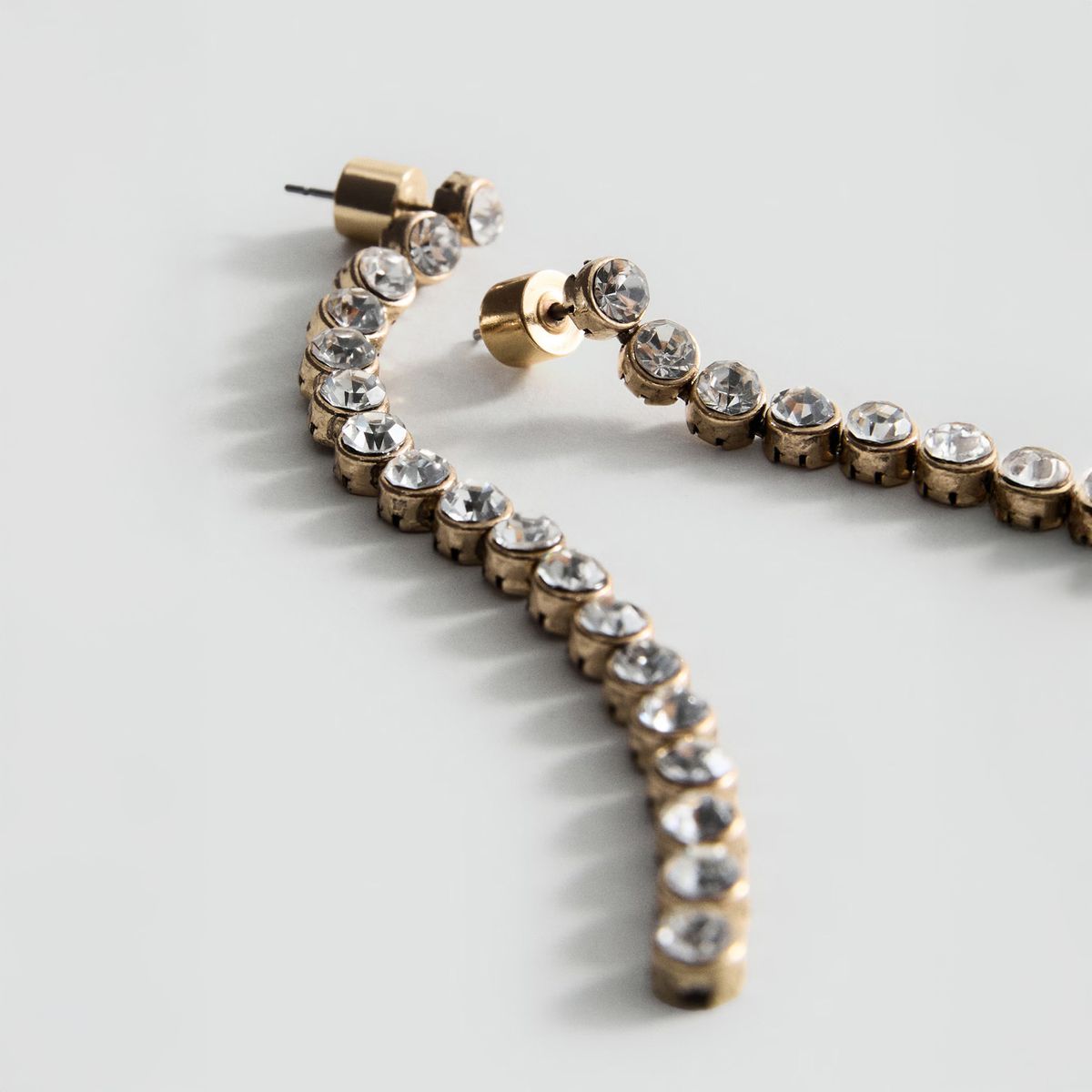 MANGO - Aros Largos Cristales Mujer Mango