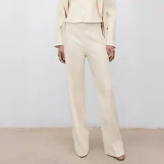 MANGO - Pantalón Recto Traje Tiro Medio Mujer