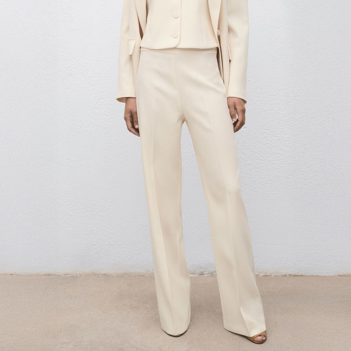 MANGO - Pantalón Recto Traje Tiro Medio Mujer Mango