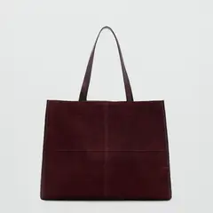 MANGO - Bolso Shopper Piel Serraje Mujer